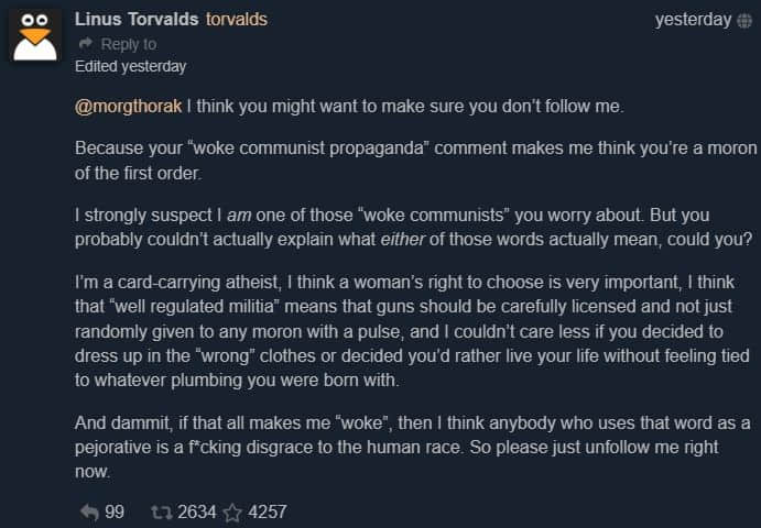 linus torvalds reply