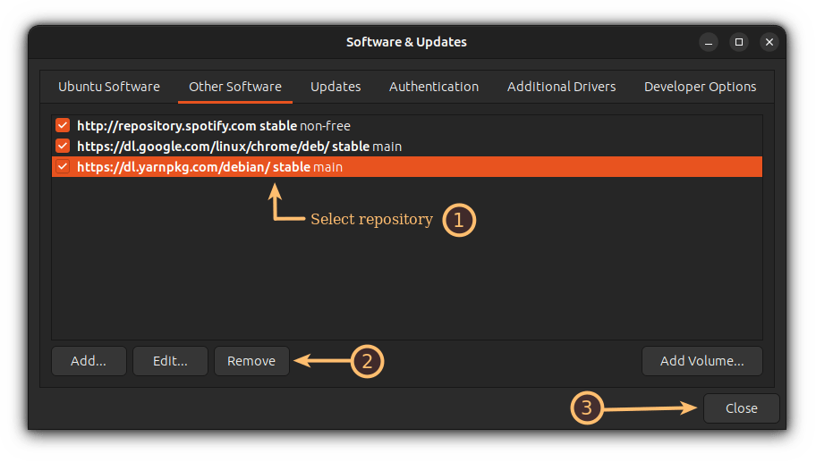 Disable repository from Ubuntu