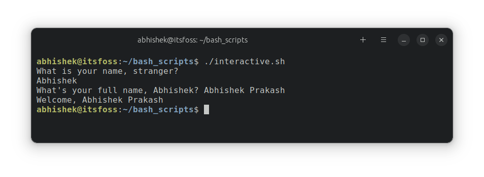 Interactive bash shell script