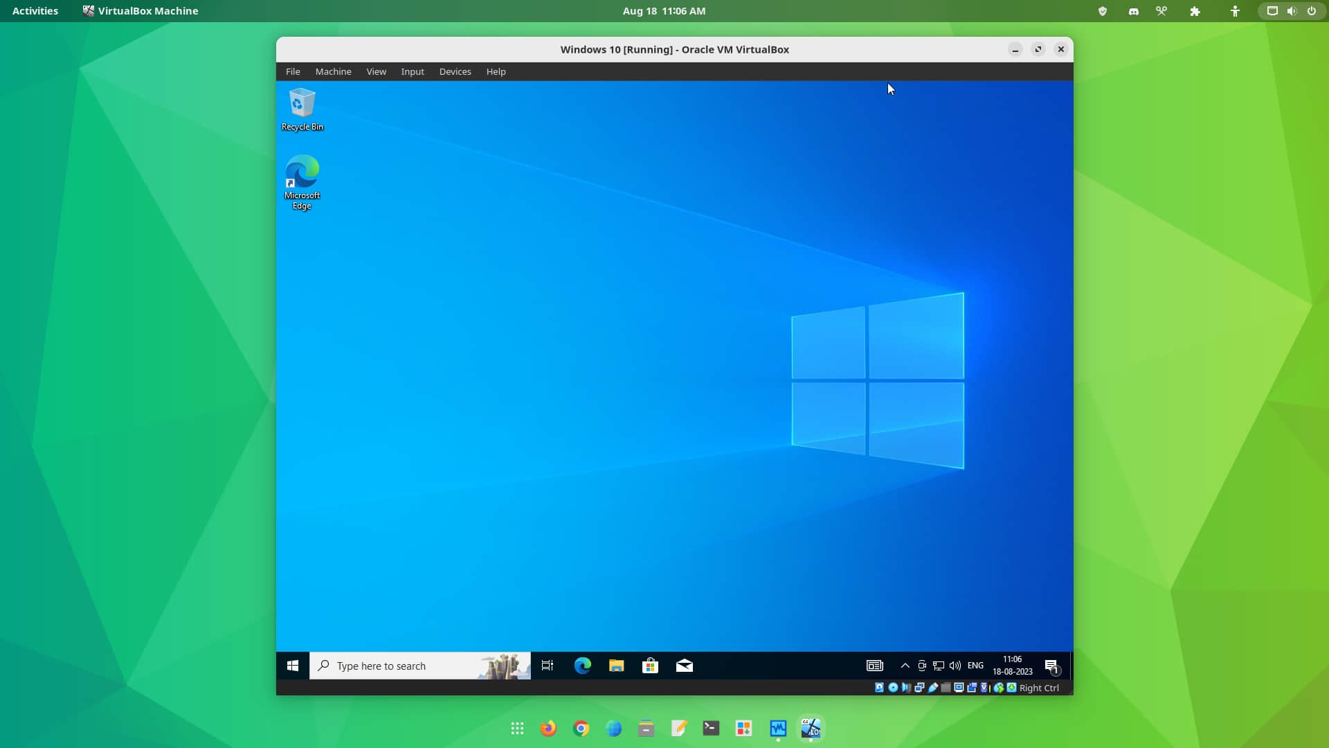 在 Manjaro Linux 里 VirtualBox 中运行 Windows 10