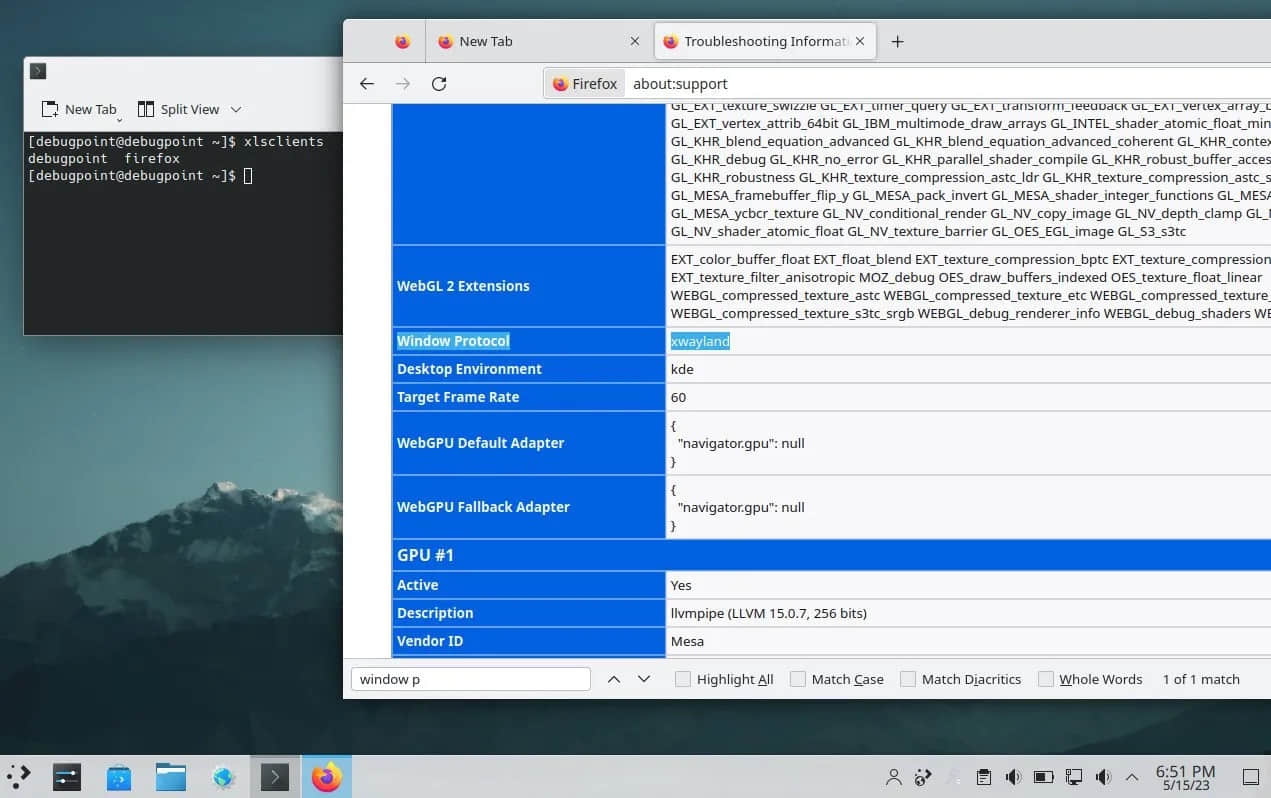 在 Arch 和 KDE Plasma 下 Firefox 使用的是 xwayland